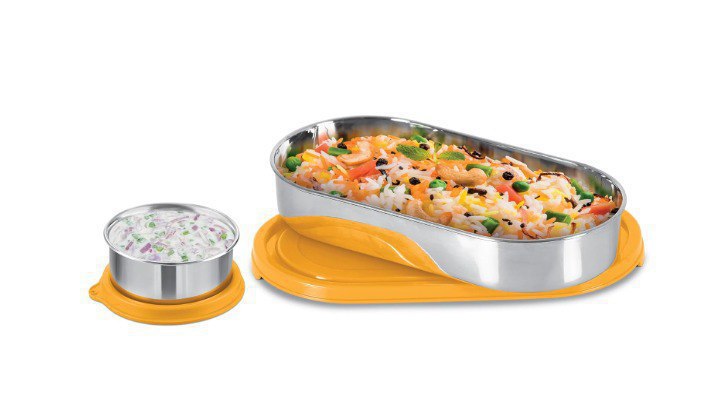 Milton Steel Refresh Tiffin 650 Oval Steel Container With Lid 356