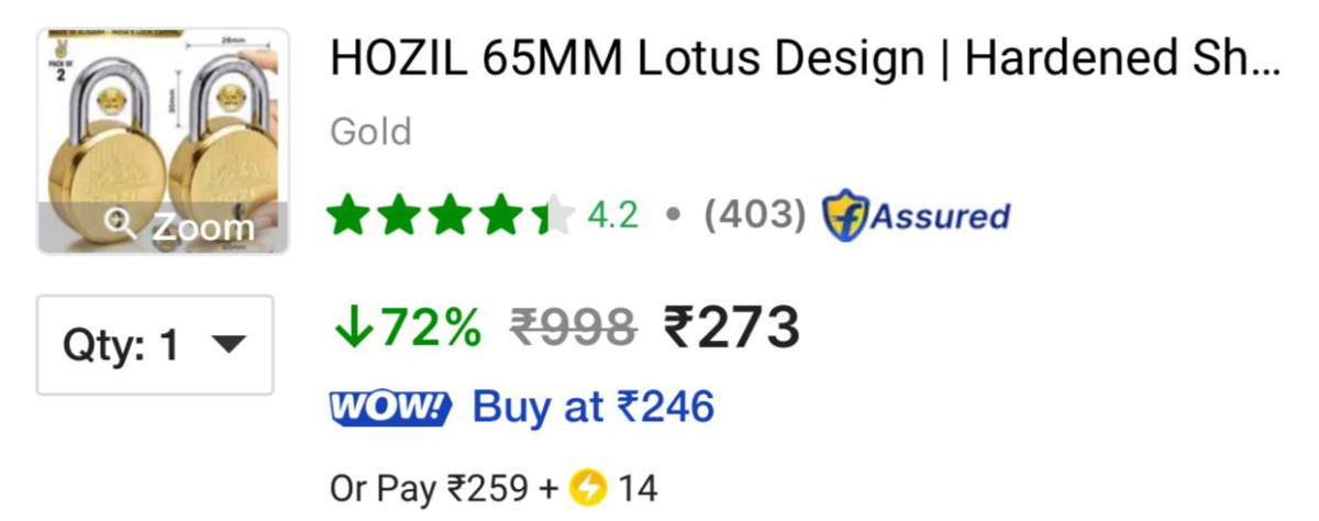 Loot 2 Big Golden Locks 6 Keys At 273 5 Years Warranty
