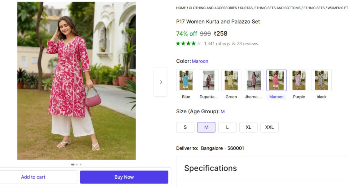 Shopsy Women Kurta Palazzo Set At 258