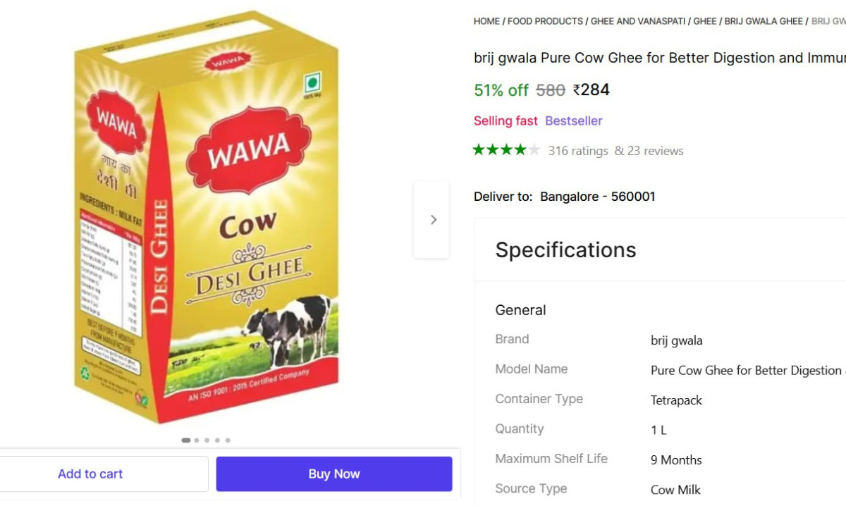 L Pure Cow Ghee 284