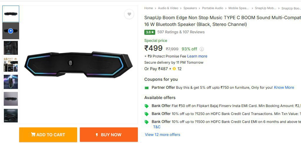 Rgb Tws Bluetooth Speaker (16w Power) 499