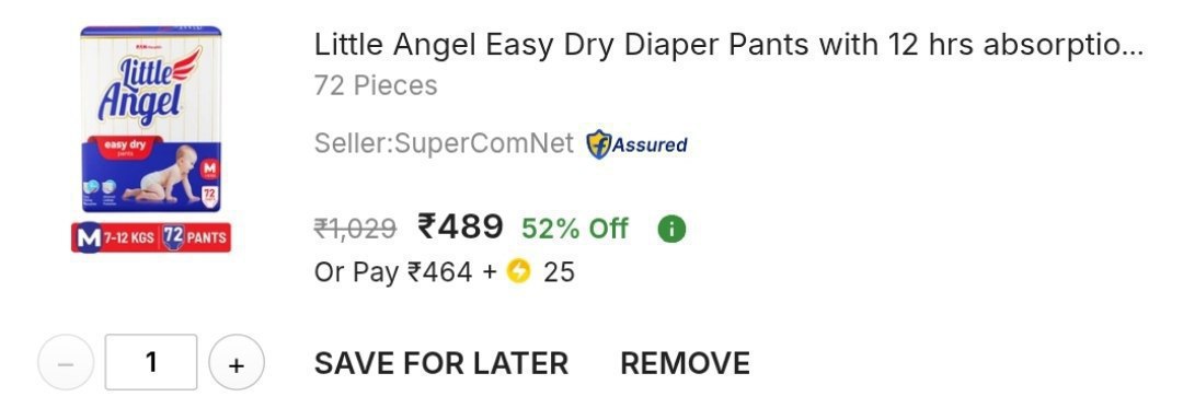 Little Angel Easy Dry Diaper Pants (m 72 Pieces) At 489 More