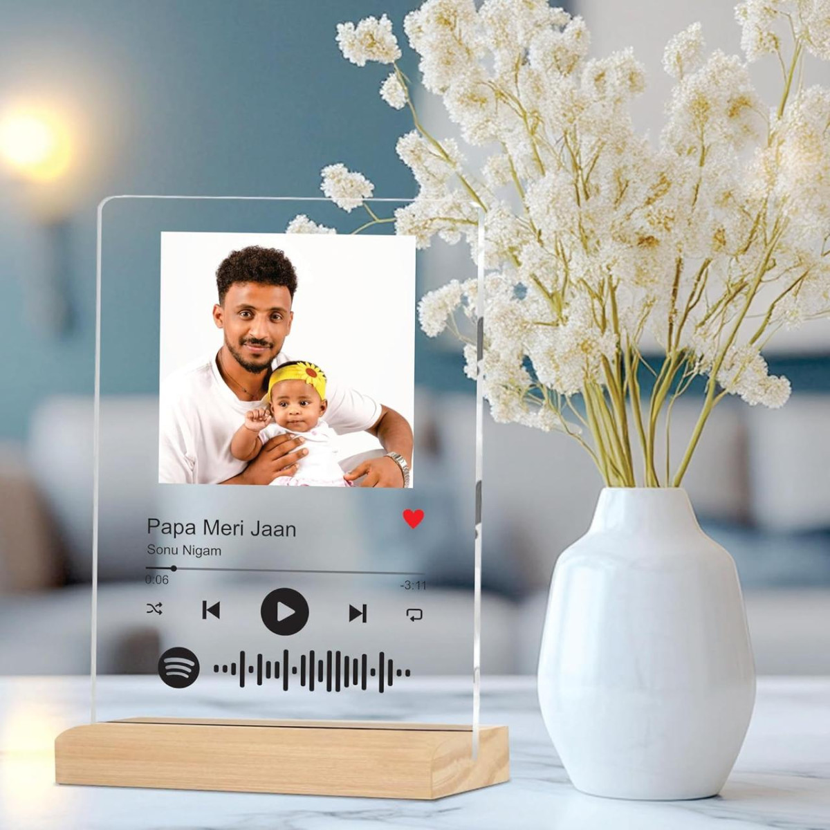 Customized Photo And Song Spotify Frame With Wooden Stand 299