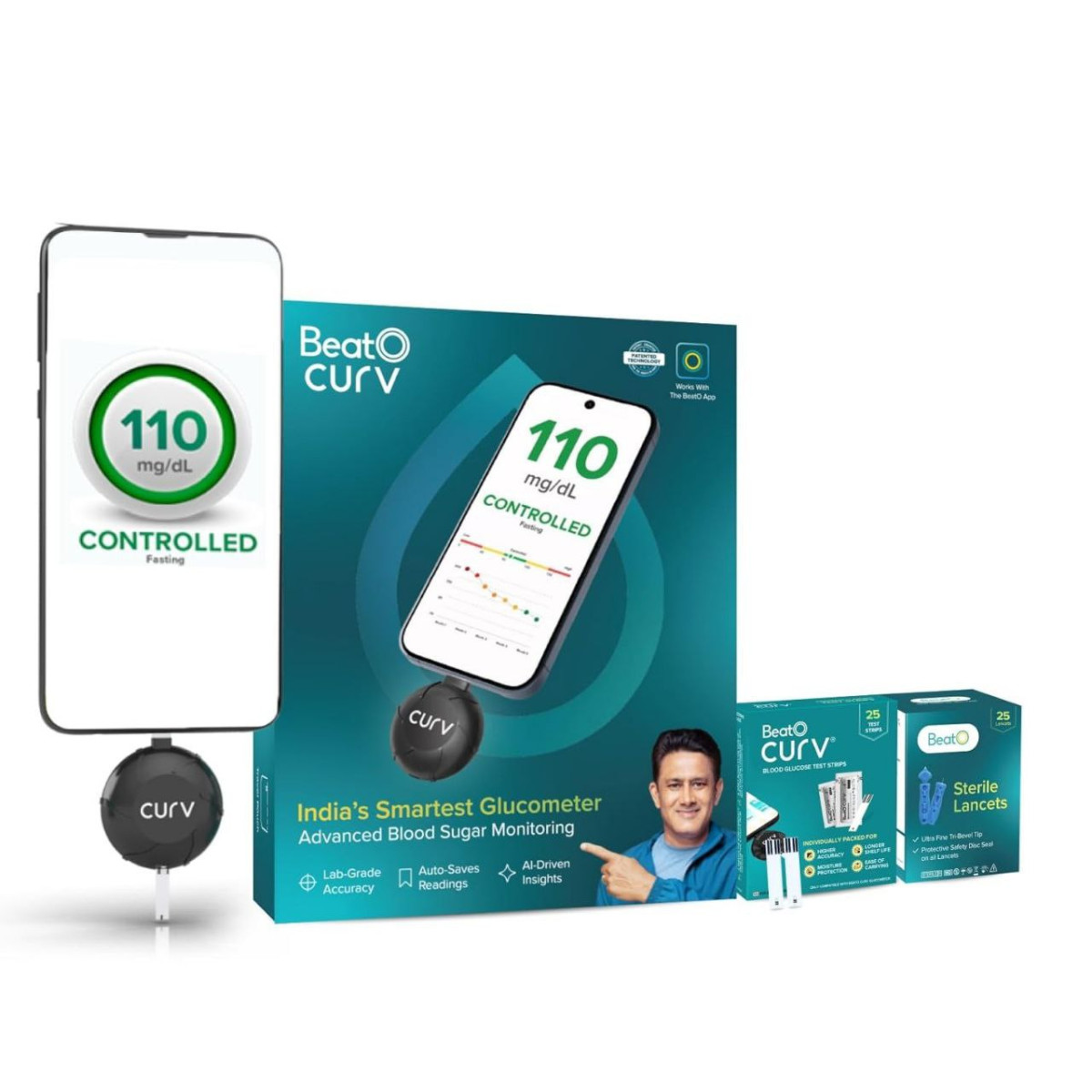 Beato Curv Sugar Test Machine 25 Strips 25 Lancets (type-c Usb Connector) 4