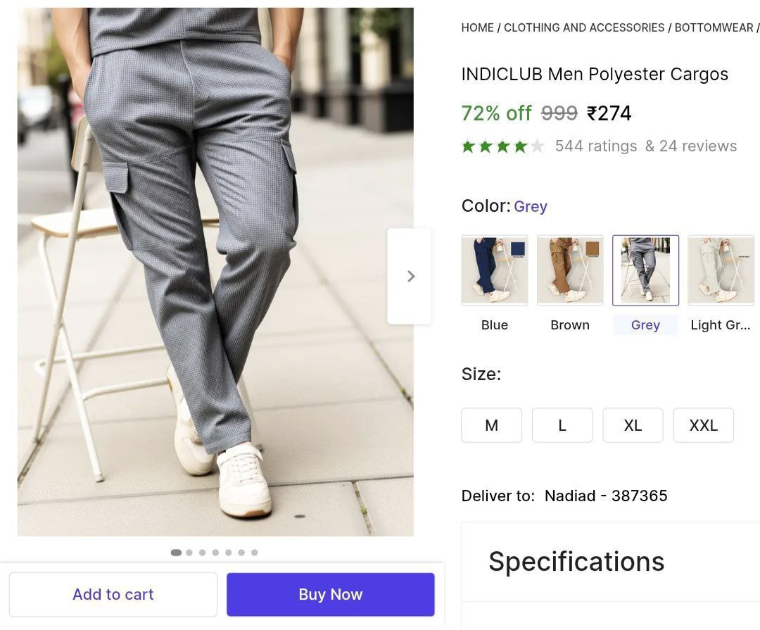 Men Polyester Cargos 274