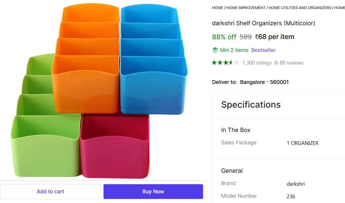 Shelf Organizers (multicolor) 68min 2 Qty More Deals Click Here Must Read