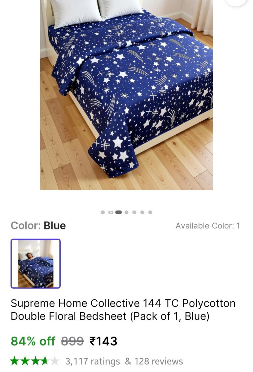 Floral Print Double Bedsheet 143 More