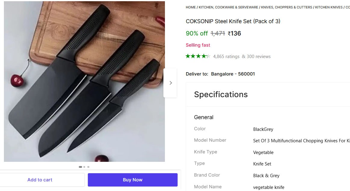 Shopsy Steel Knife Set (pack Of 3) 136
