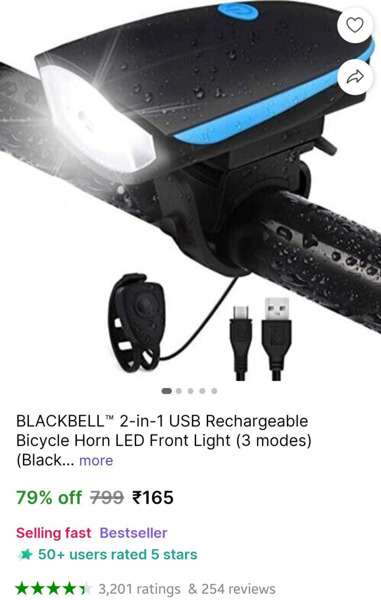 Bicycle Horn Led Front Light (3 Modes) 165