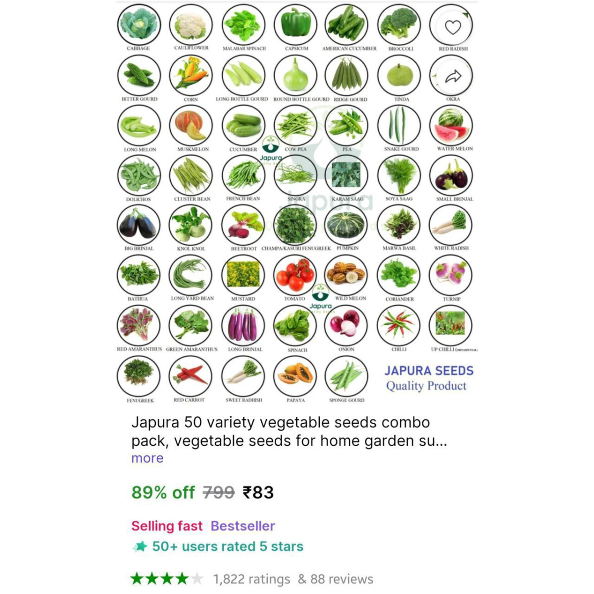 Variety Vegetable Seeds 83 All-in-one Home Garden Seed Combo