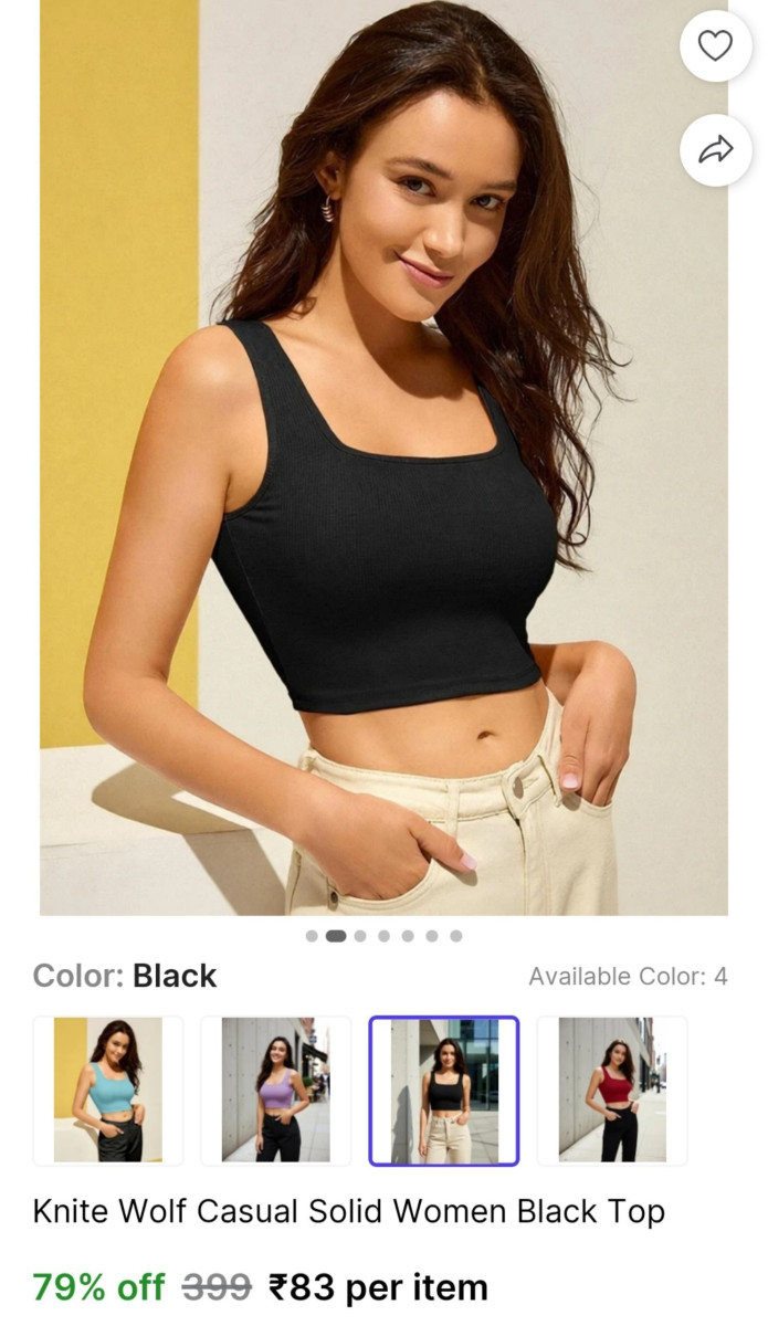 Women Solid Black Top 83min Buy 2 Qty