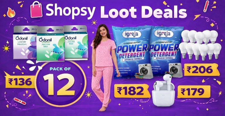 Shopsy Loot Deals Odonil Pack Of 12 At 136 Womens Night Suit At 182 Bulb Pa