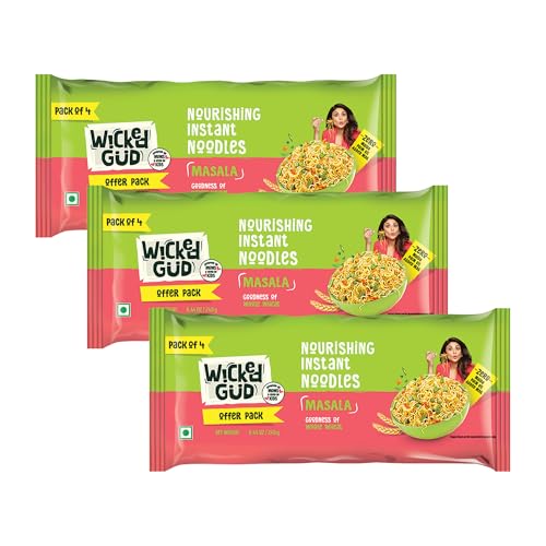 Wickedgud Whole Wheat Masala Noodles 240g (pack Of 4) X 3 117 360