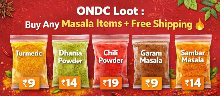 Ondc Loot Buy Any Masala Items Shipping Turmeric (100g) At 9 Dhania Powder 