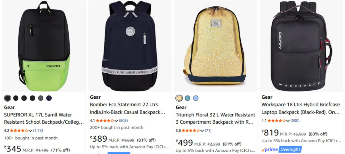 80-85 On Gear Backpacks Min 70