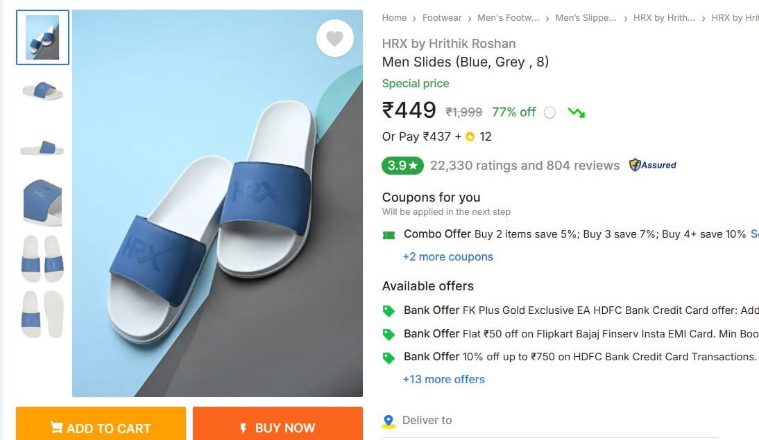 Hrx By Hrithik Roshan Men Slides At 449 -