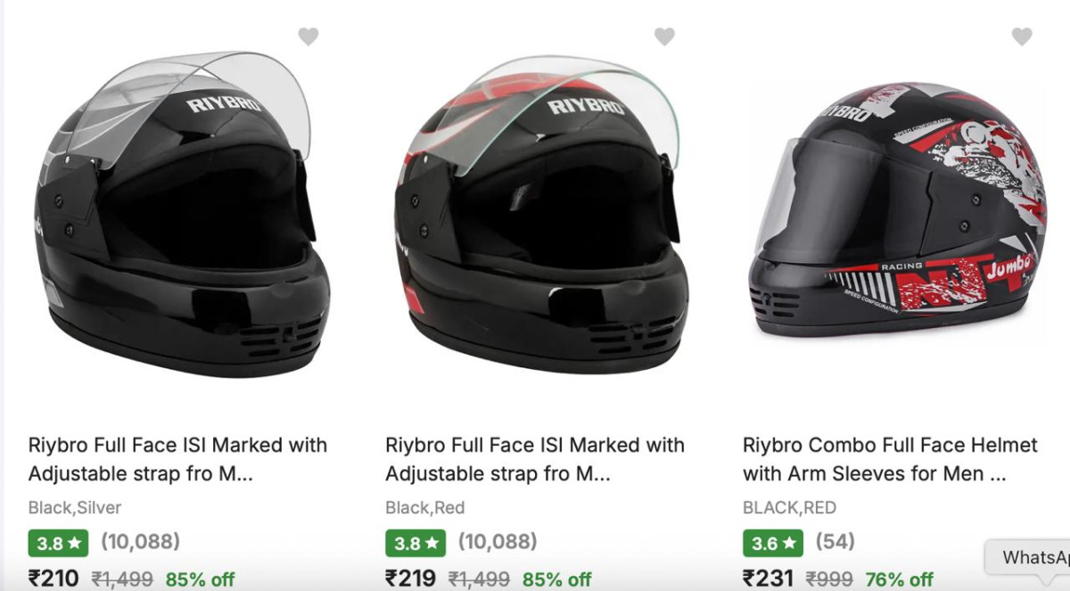 85 - Riybro Biker Helmets Start At 219