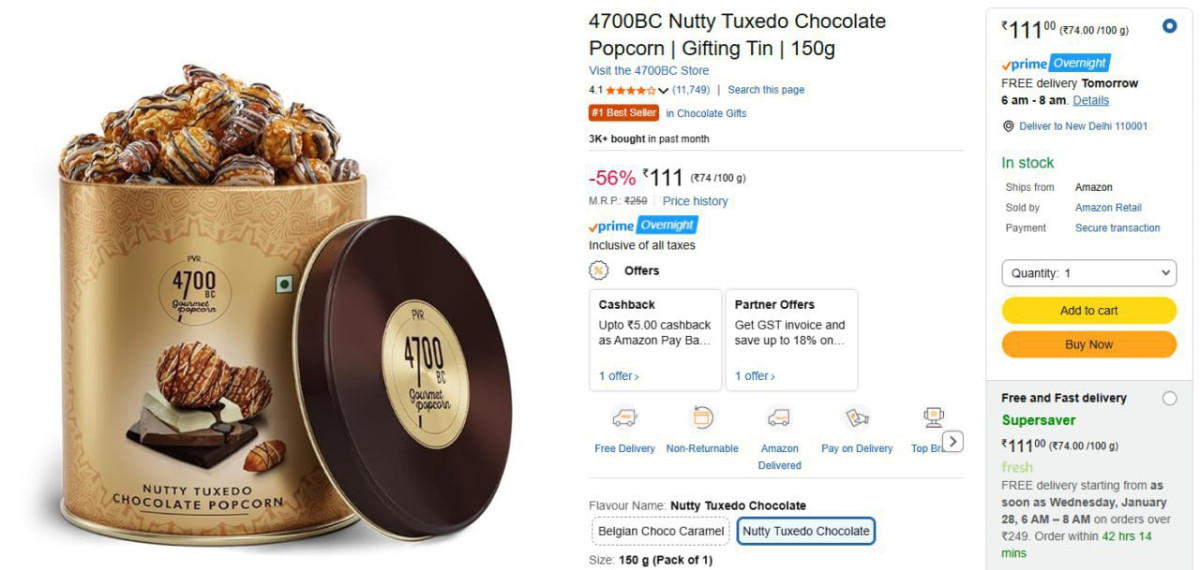 Nutty Tuxedo Chocolate Popcorn 150g 111