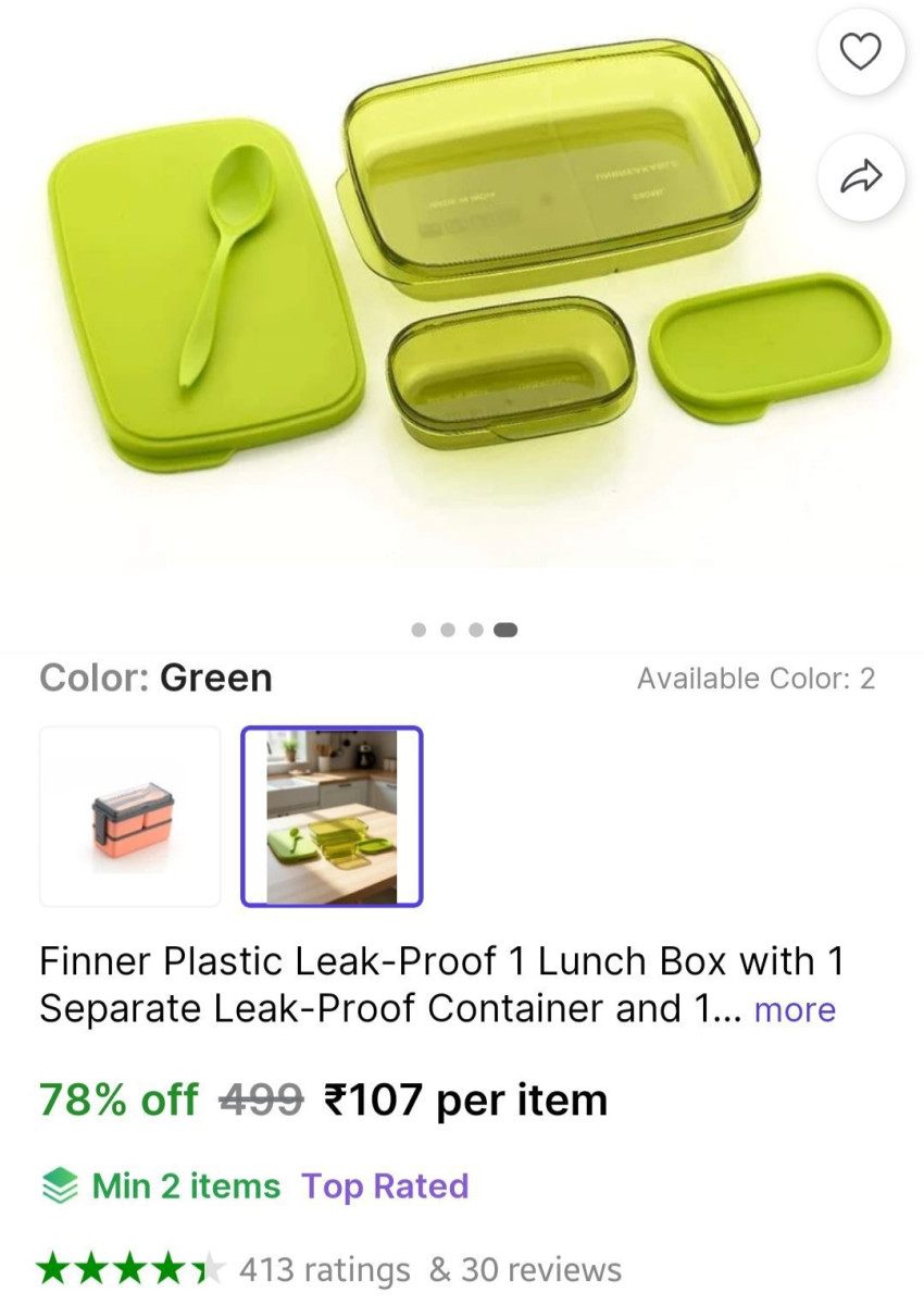 Compartment Lunch Box 107min Buy 2 Qnty