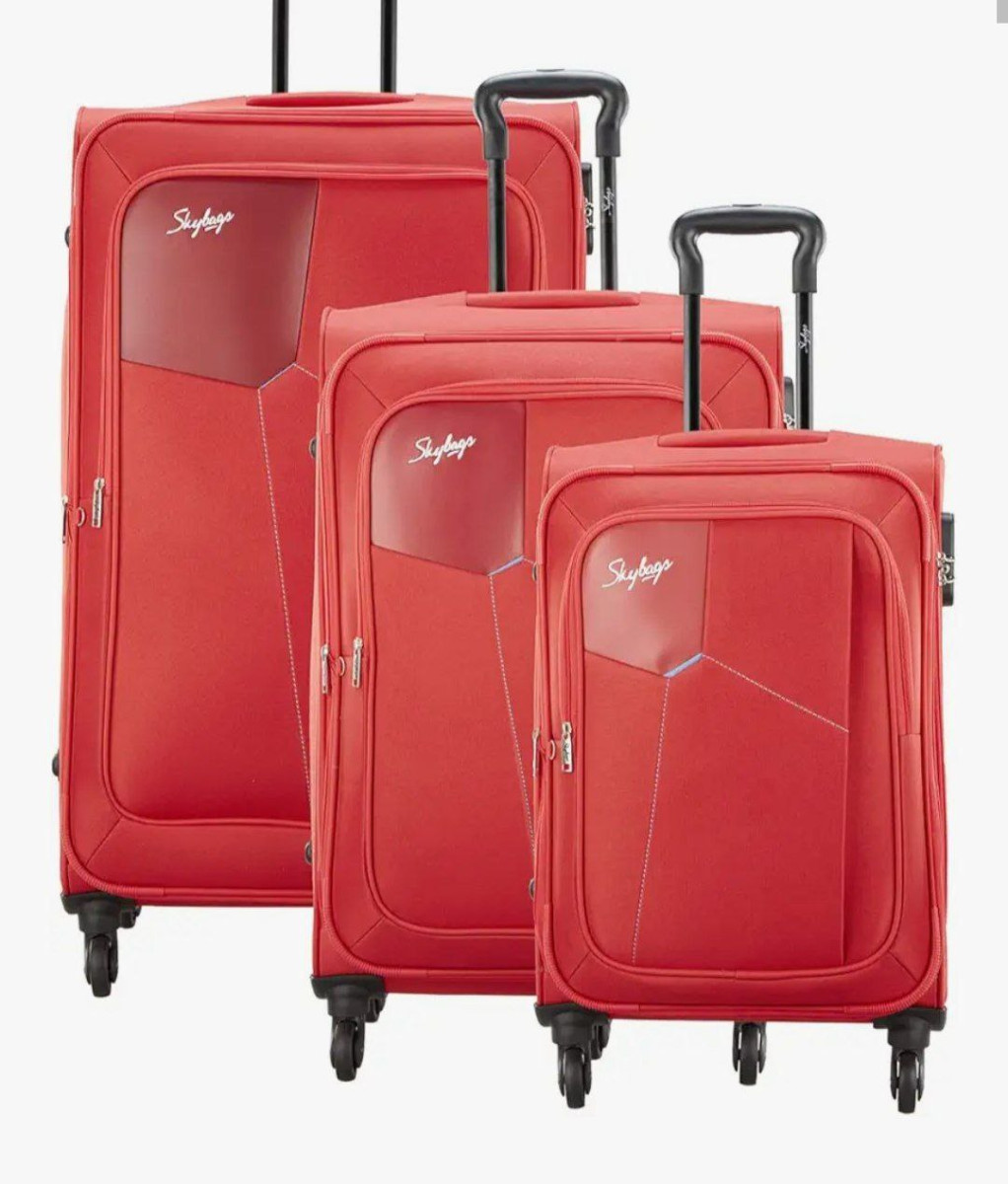 Skybagsrubik Red Softsided Luggage Set Of 3 Small At 6599