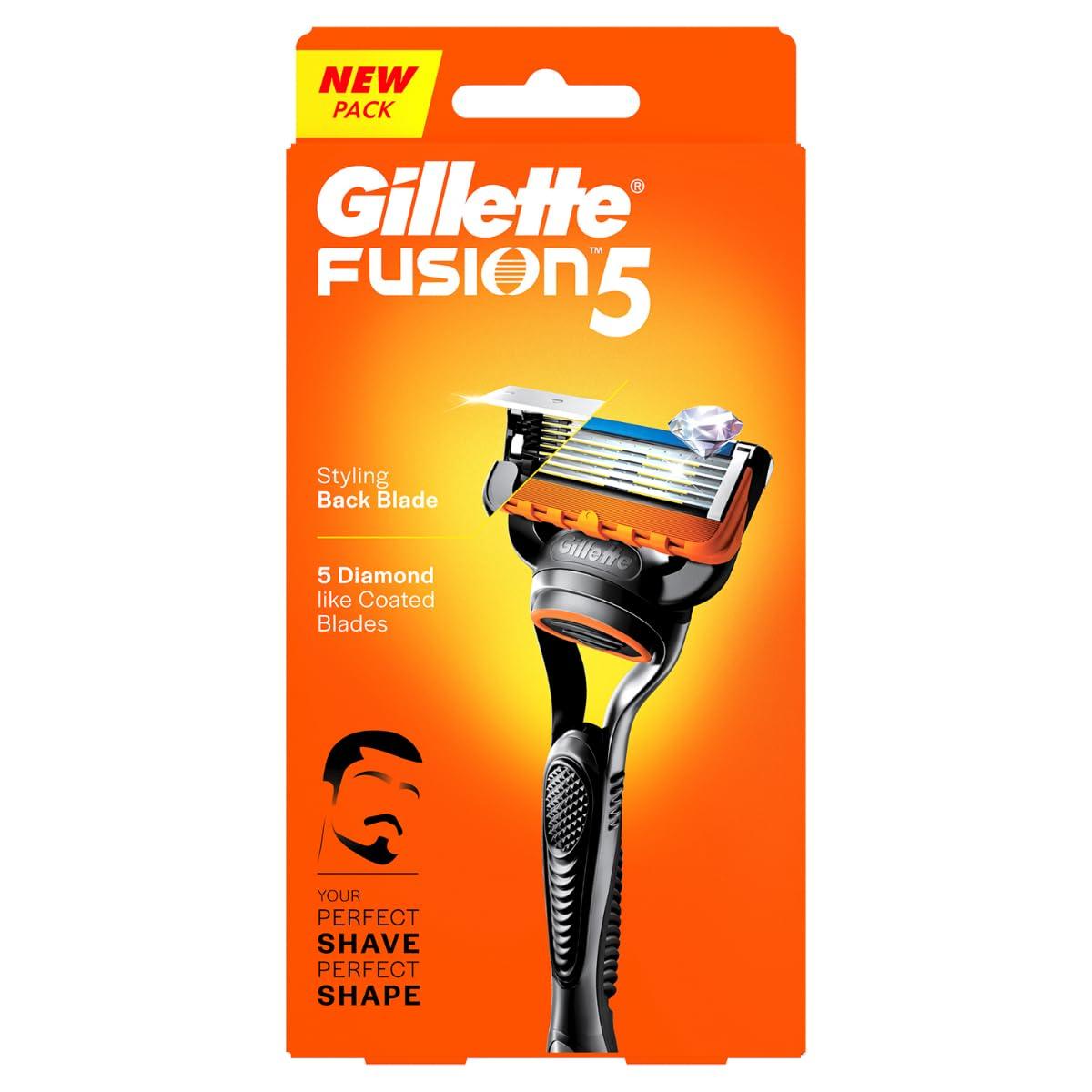 Gillette Fusion Manual Razor For Men With Styling Back Blade For Perfect Sh
