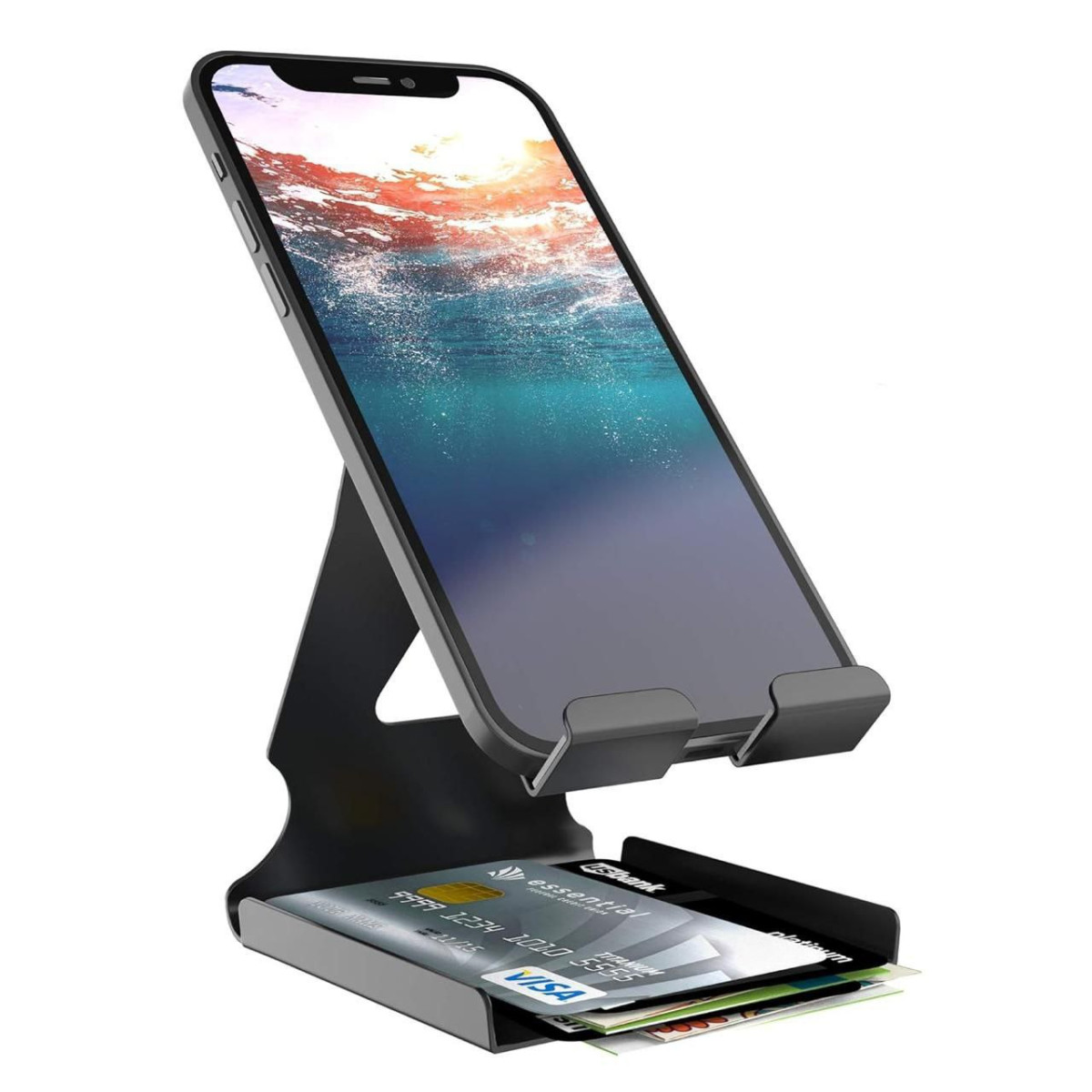 Elv Universal Mobile Phone Tabletop Stand Holder Mount With Inbuilt Cable O