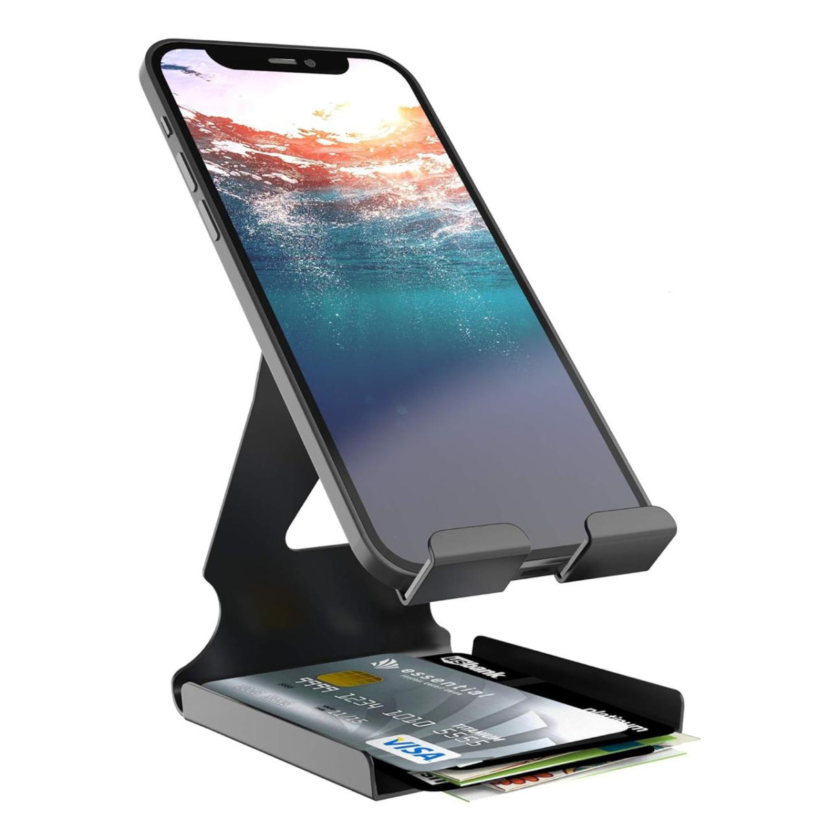Elv Universal Mobile Phone Tabletop Stand Holder Mount With Inbuilt Cable O