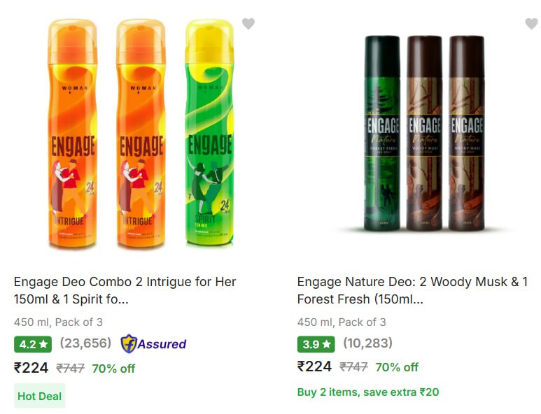 Flat 70 On Engage Deodorants