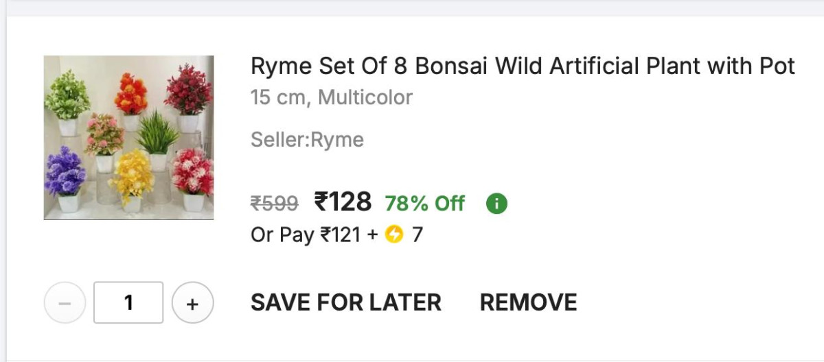 - 8 Bonsai Wild Artificial Plant With Pot At Rs 128-