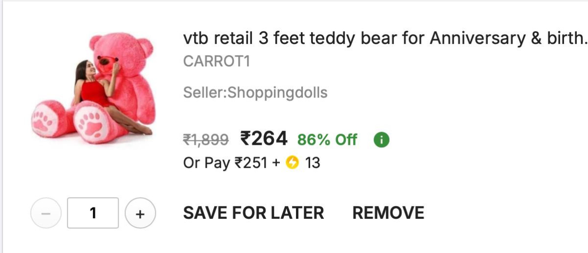 - 3 Feet Teddy Bear At Rs 234-