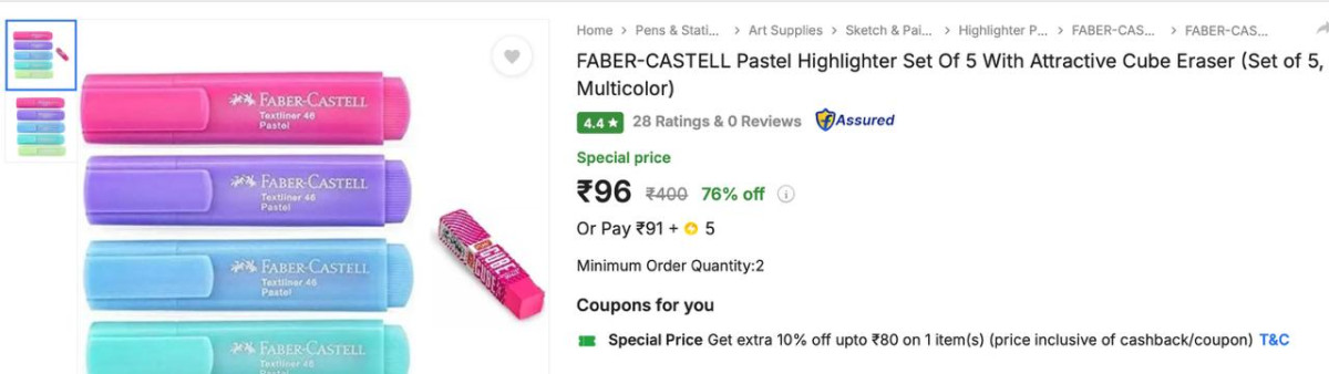 - Faber-castell Pastel Highlighter Set Of 5 At Rs 96-