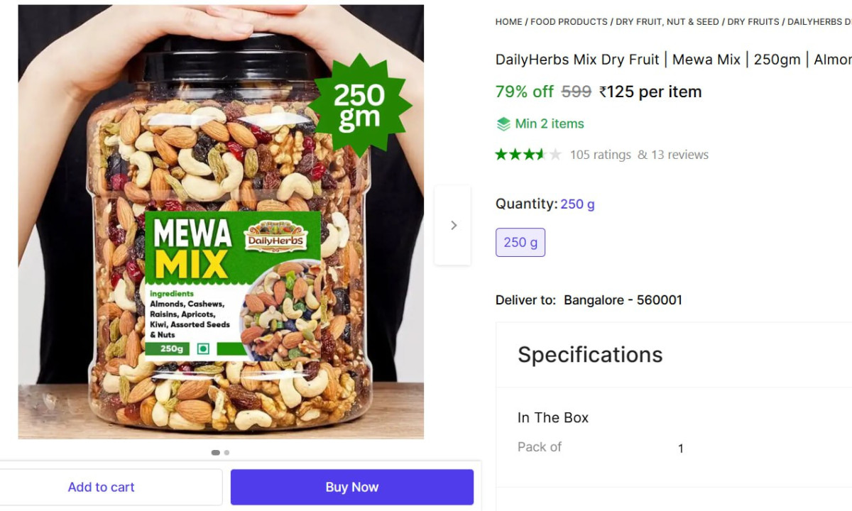 Mix Dry Fruits 129min Buy 2 Qnty