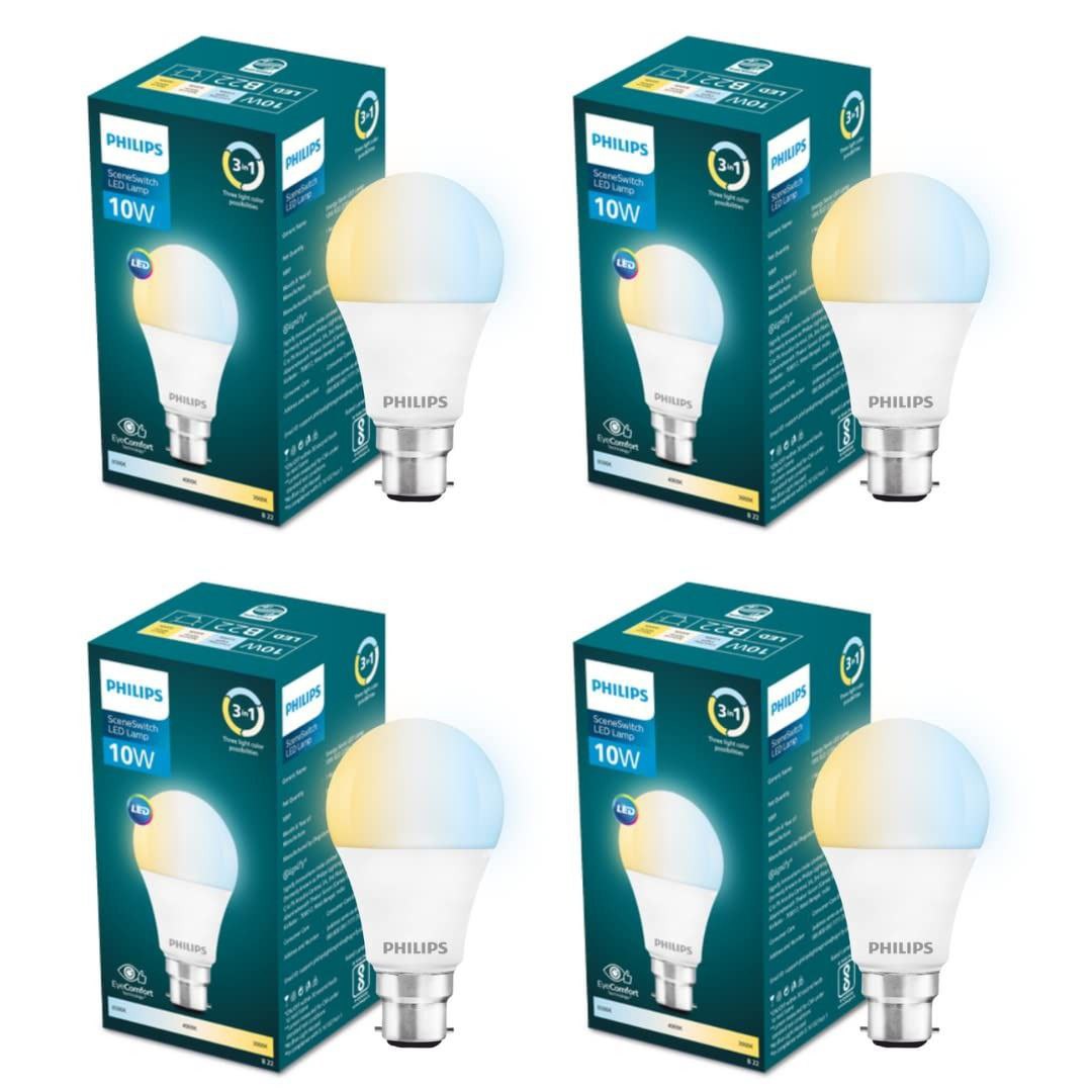 Philips 10 W Led Bulb 3 Colors In 1 Led Bulb Pack Of 4 B22d 314
