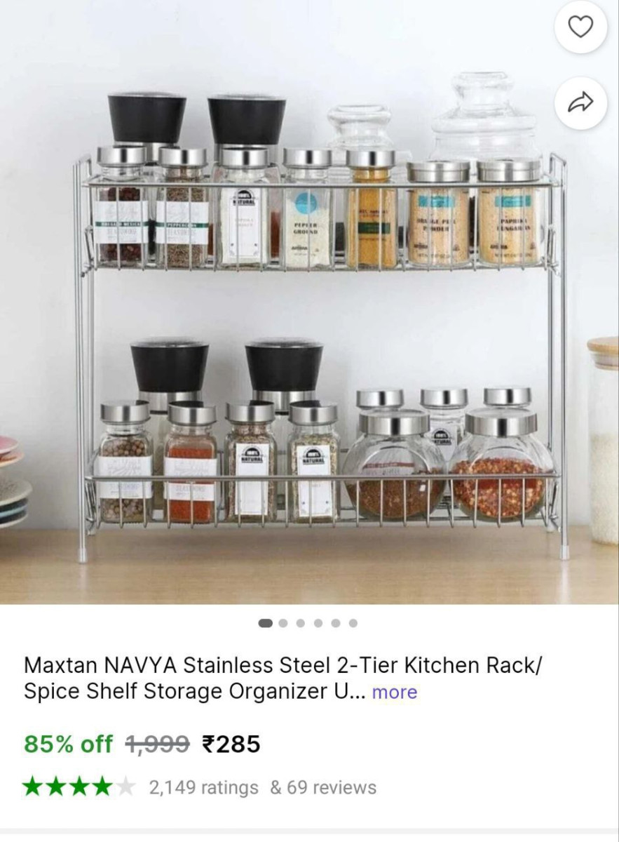 Stainless Steel 2-tier Kitchen Rack 285