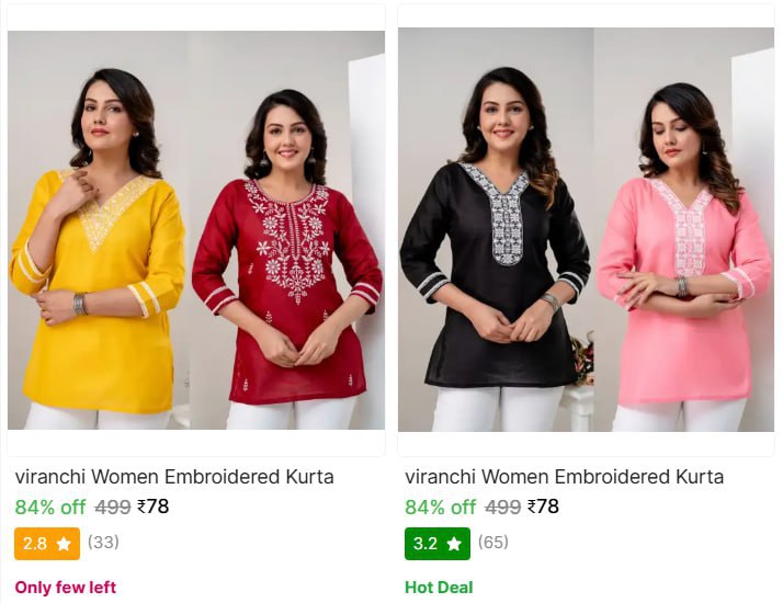 Shopsy 86 On Pack Of 2 Women S Kurta