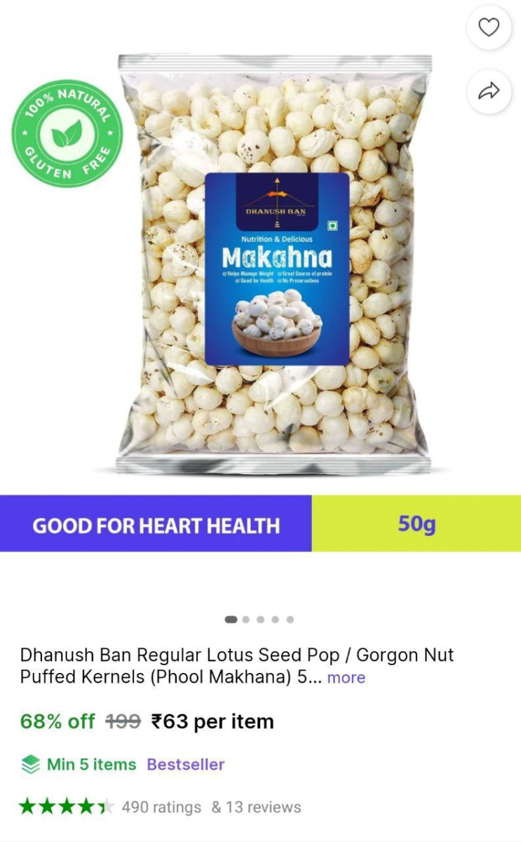 Phool Makhana 50g 63check Min Buy Quantity