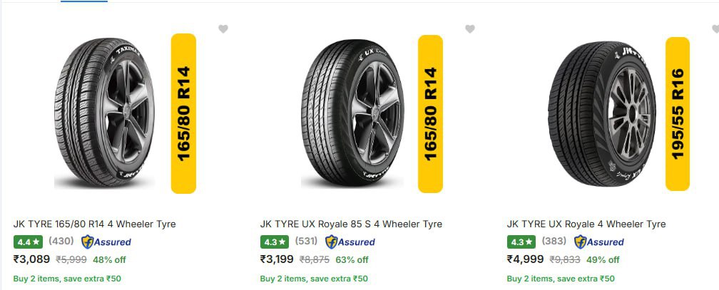 Car Tyres Mega Sale On Flipkart Jk Tyre Apollo More Top Brands Up To 65 Dur