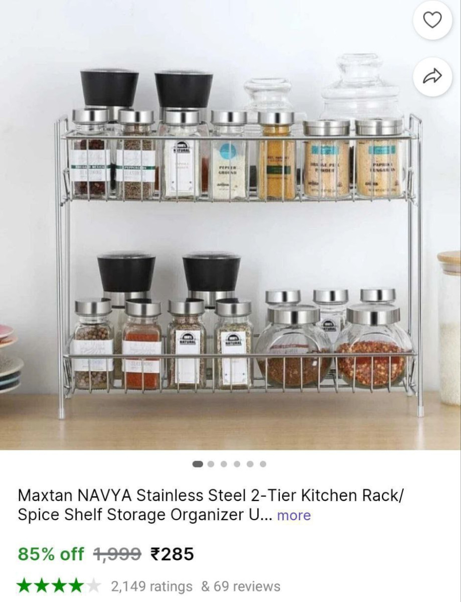 Shopsy Stainless Steel 2-tier Kitchen Rack 285