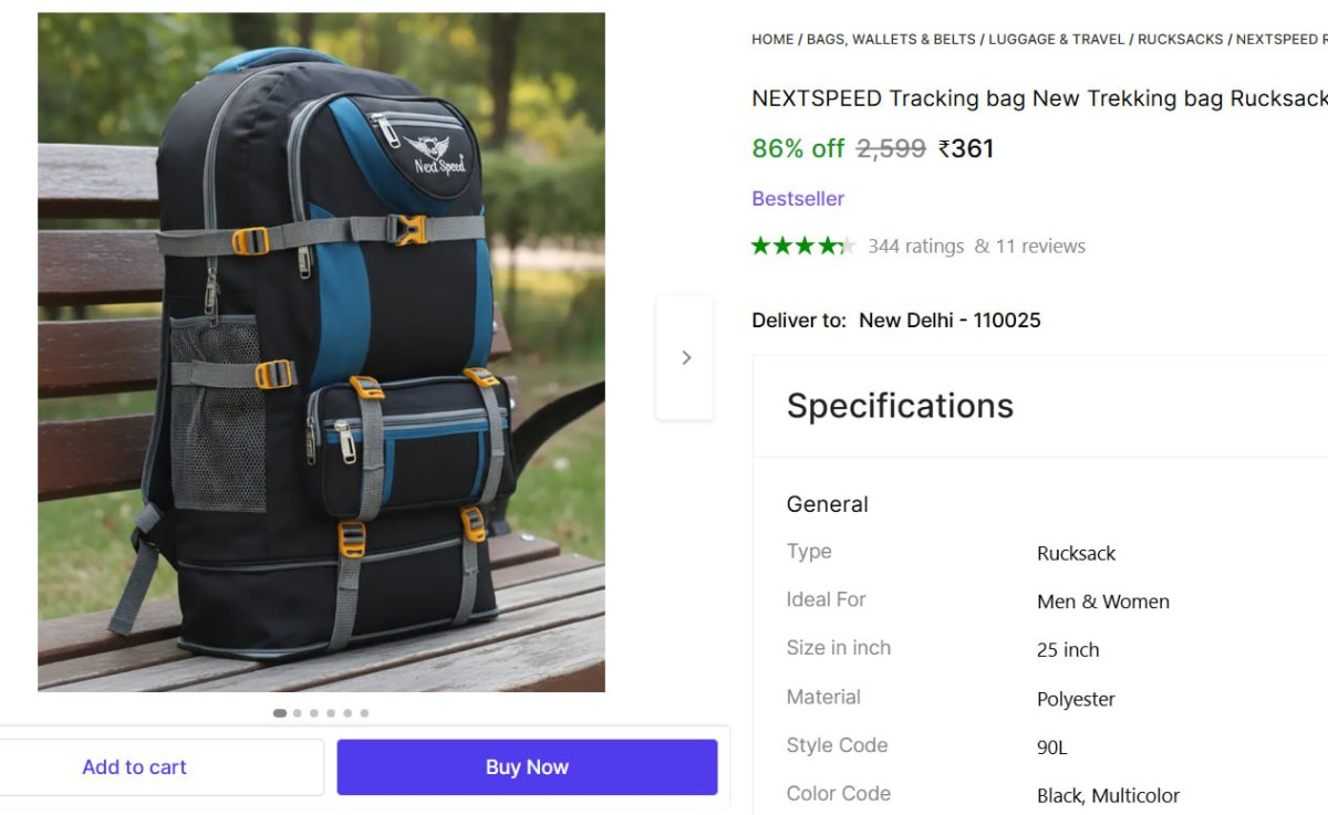 L Travel Rucksack Trekking Bag 361