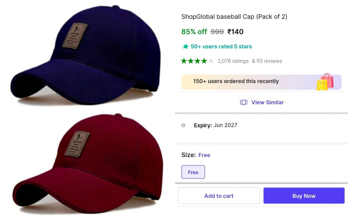 Grab Pack Of 2 Cap At 140