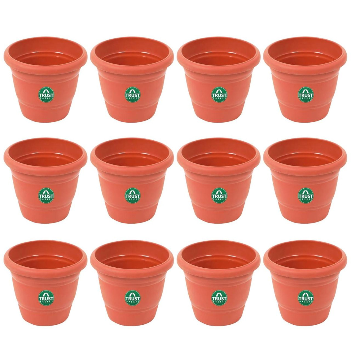 Trustbasket Uv Treated Plastic Round Pot (6 Inches)-terracotta Color -set O
