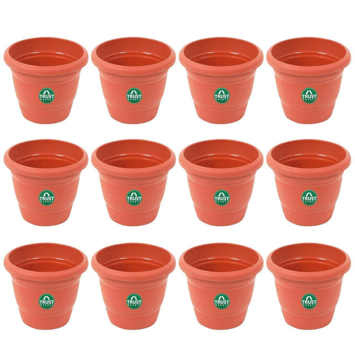 Trustbasket Uv Treated Plastic Round Pot (6 Inches)-terracotta Color -set O