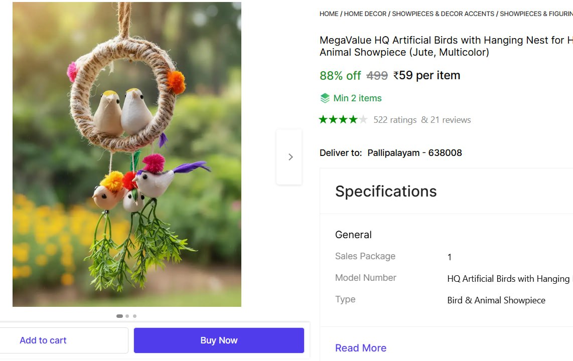 Artificial Birds With Hanging Nest 59 More Deals Click Here Must Read