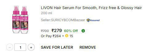 Livon Hair Serum (pack Of 2 200ml) 279 Click Here To Join All Deals