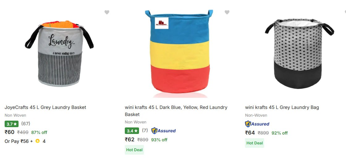 Heart Home Laundry Baskets Starts At Rs 60