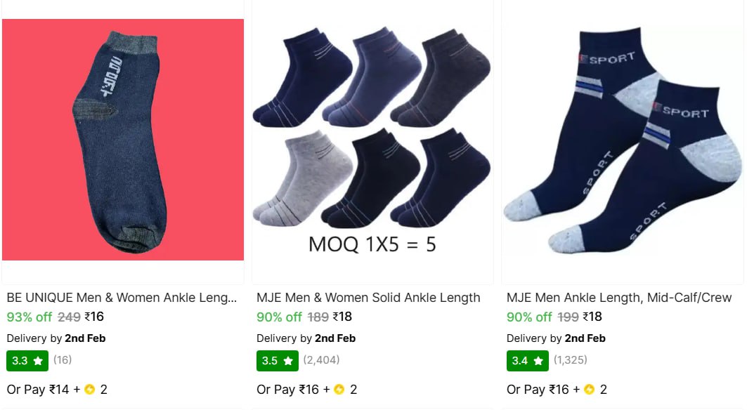 Men Women Socks Starts 16