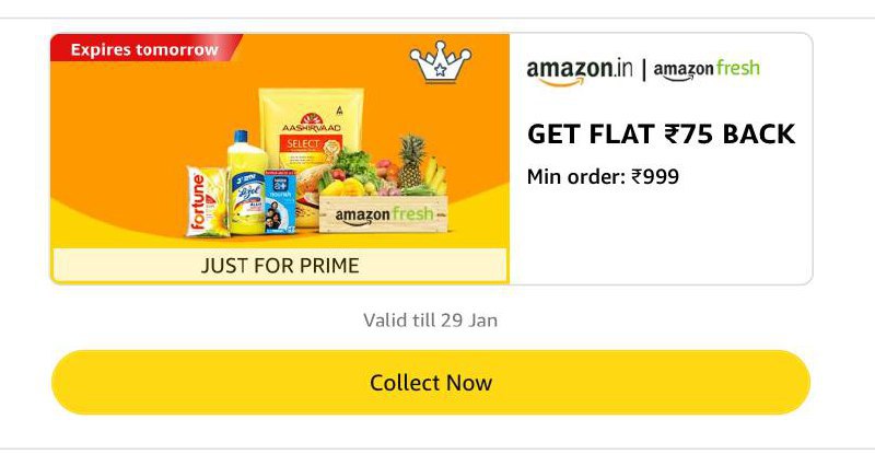 Amazon Fresh Grocery 75 100 Cashback On 999 1199 Ordercollect Offerbest Buy
