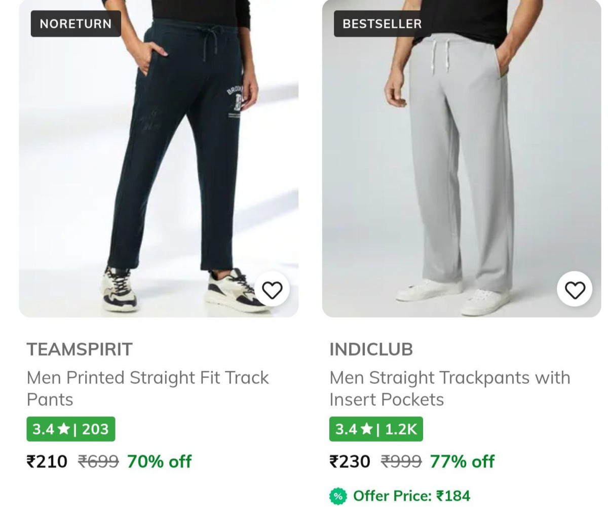77 On Track Pants Starts At Rs 230