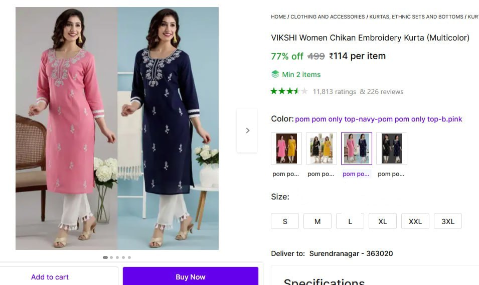 Women Printed Kurta 114min Buy 2 Qty