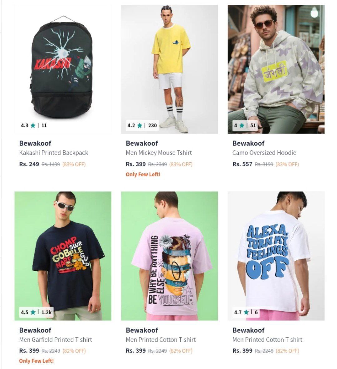 Myntra 83 On Bewakoof Clothing Men Women